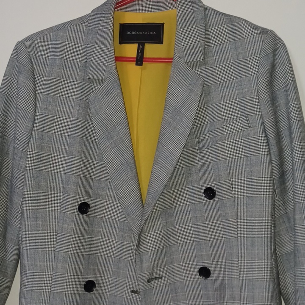 BCBGMaxAzria Gray Glen Plaid Double-Breasted Blazer. NWOT. Size S - Picture 3 of 5